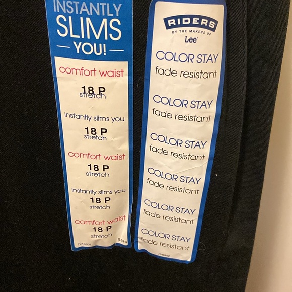 Black Lee Riders Plain Front Jeans 18 Petite w/stretch Waist 36” length 39” - Picture 6 of 11